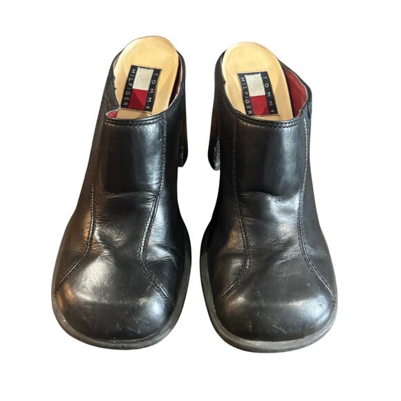 Y2K‎ Vtg Tommy Hilfiger Black Leather Mules Chunky
Heels Size 6 - Picture 6 of 8